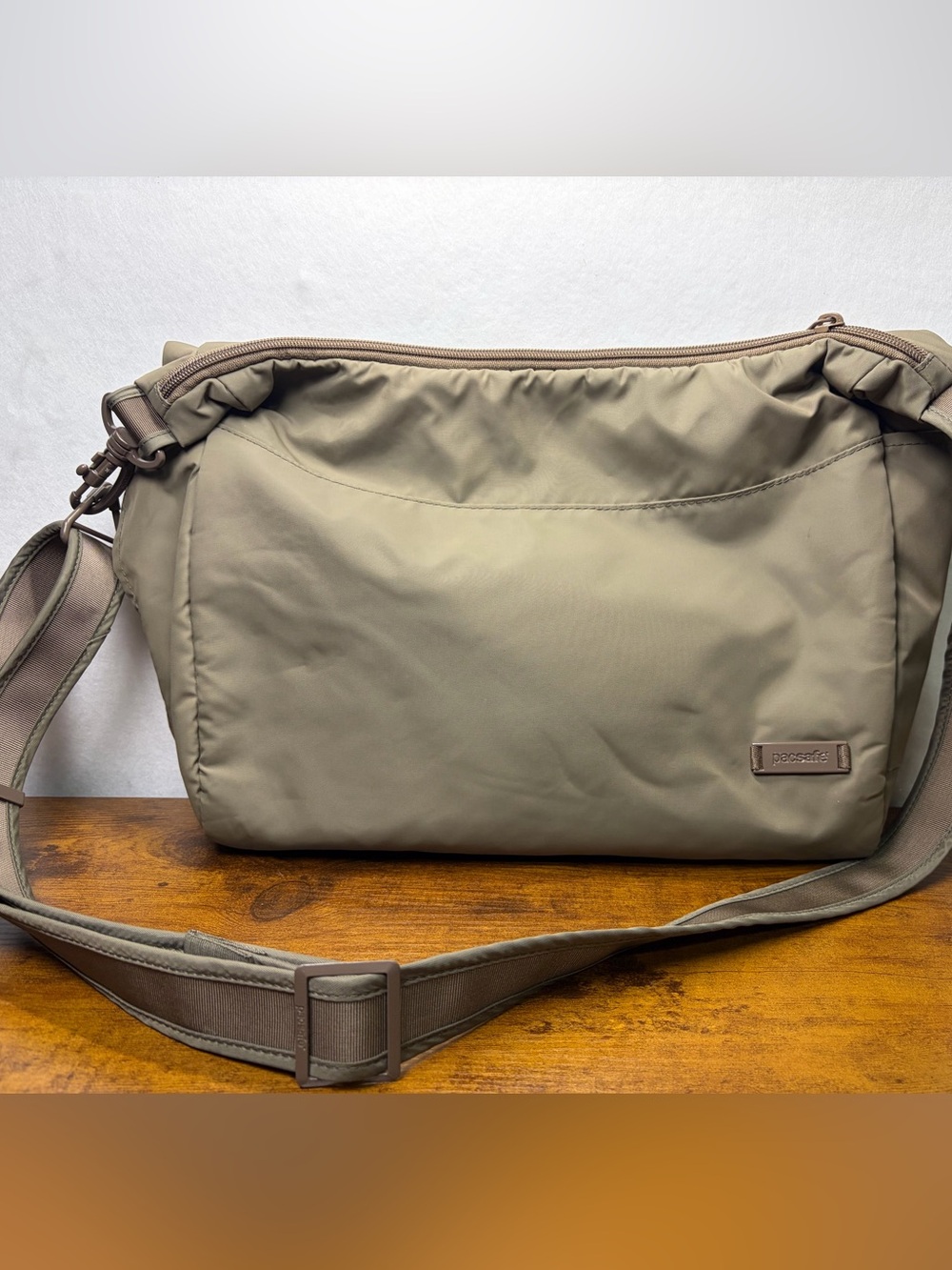 Pacsafe Men’s or Women’s Messenger Bag in Taupe